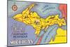 Map of the Upper Peninsula, Michigan-null-Mounted Art Print