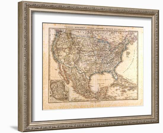 Map of the USA and Mexico, 1872-null-Framed Giclee Print