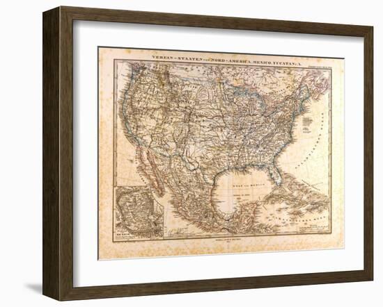 Map of the USA and Mexico, 1872-null-Framed Giclee Print