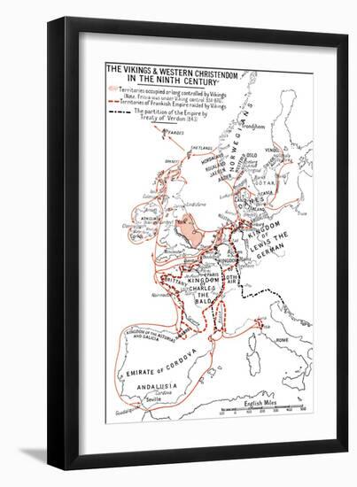 'Map of the Vikings & Western Christendom in the Ninth Century', (1935)-Unknown-Framed Giclee Print