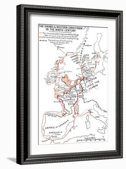 'Map of the Vikings & Western Christendom in the Ninth Century', (1935)-Unknown-Framed Giclee Print