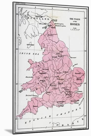 Map of the Wars of the Roses, 15th Century-null-Mounted Giclee Print