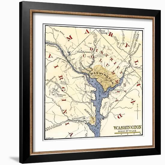 Map of the Washington DC Vicinity at the Outset of the Civil War-null-Framed Giclee Print