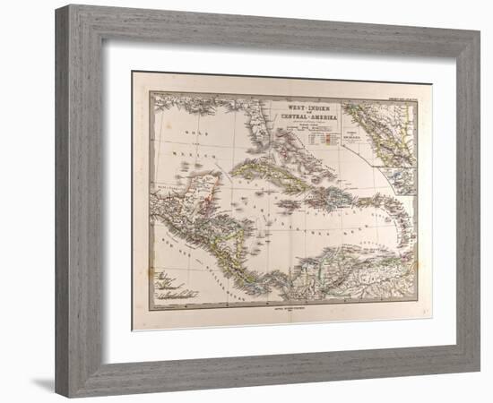 Map of the West Indies and Central America, 1872-null-Framed Giclee Print
