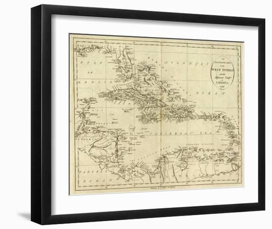 Map of the West Indies, c.1796-John Reid-Framed Art Print