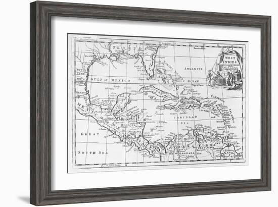 Map of the West Indies, Florida and South America-null-Framed Giclee Print