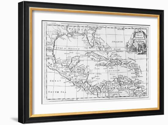 Map of the West Indies, Florida and South America-null-Framed Giclee Print