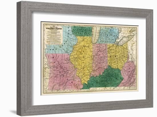 Map of the Western States, c.1839-Samuel Augustus Mitchell-Framed Art Print