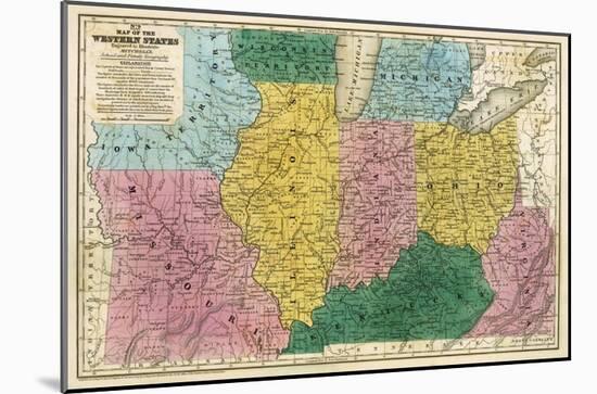 Map of the Western States, c.1839-Samuel Augustus Mitchell-Mounted Art Print