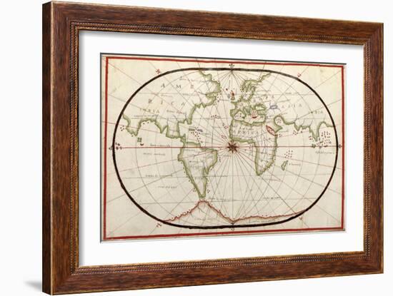 Map of the World, 1590-Science Source-Framed Giclee Print