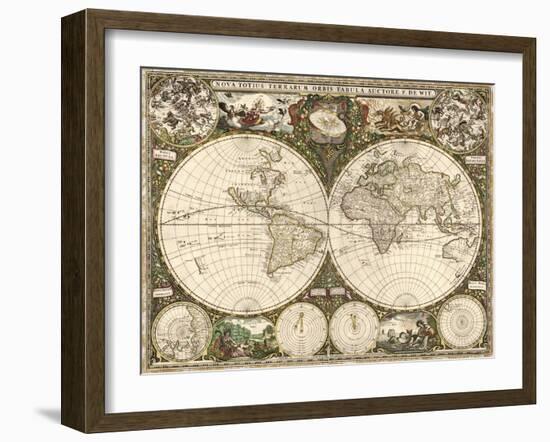 Map of the World, 1660-Science Source-Framed Giclee Print