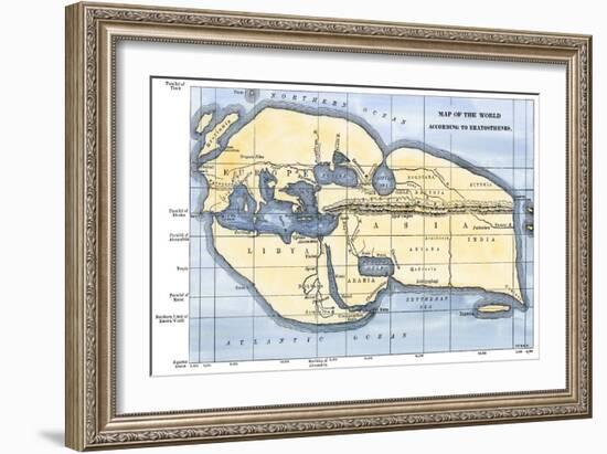 Map of the World According to Ancient Greek Geographer Eratosthenes-null-Framed Giclee Print