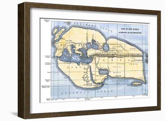 Map of the World According to Ancient Greek Geographer Eratosthenes-null-Framed Giclee Print