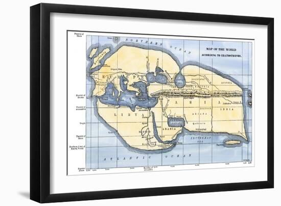 Map of the World According to Ancient Greek Geographer Eratosthenes-null-Framed Giclee Print