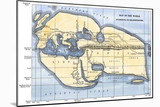 Map of the World According to Ancient Greek Geographer Eratosthenes-null-Mounted Giclee Print