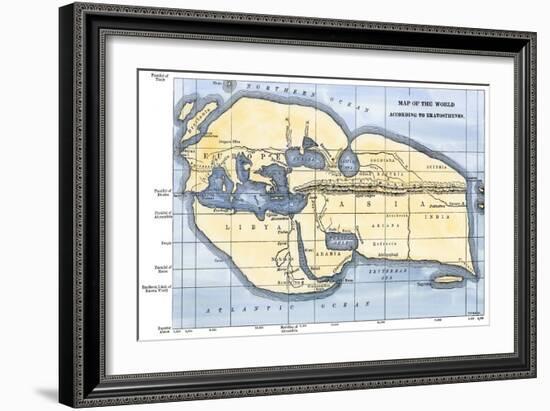 Map of the World According to Ancient Greek Geographer Eratosthenes-null-Framed Giclee Print