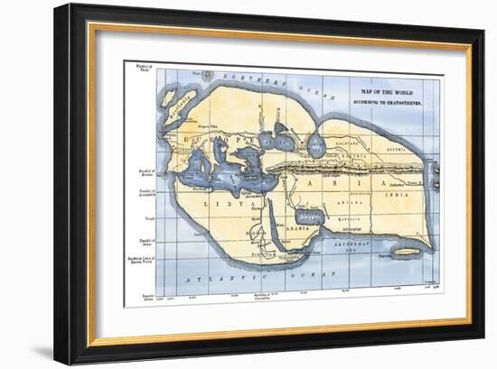 Map of the World According to Ancient Greek Geographer Eratosthenes-null-Framed Giclee Print