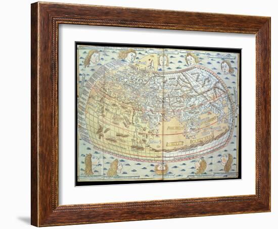 Map of the World, Based on Descriptions and Co-ordinates Given in 'Geographia'-Ptolemy-Framed Giclee Print