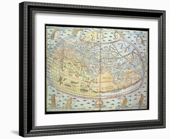 Map of the World, Based on Descriptions and Co-ordinates Given in 'Geographia'-Ptolemy-Framed Giclee Print