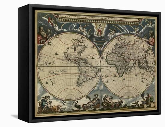 Map of the World by Blaeu 1684-Vintage Lavoie-Framed Premier Image Canvas