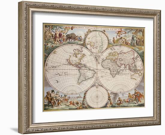 Map of the World, circa 1680-Frederick de Wit-Framed Giclee Print