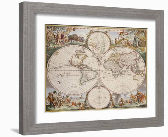 Map of the World, circa 1680-Frederick de Wit-Framed Giclee Print