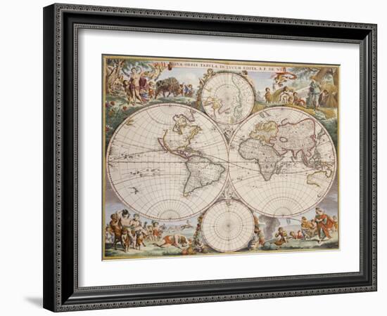 Map of the World, circa 1680-Frederick de Wit-Framed Giclee Print