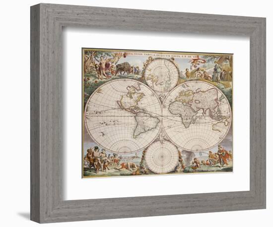 Map of the World, circa 1680-Frederick de Wit-Framed Giclee Print