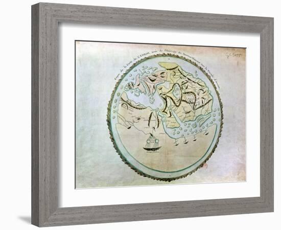 Map of the World, Copied by Doctor Vincent for His Book on the Journey of Arrian (circa 95-180)-Abu Abdallah Muhammad Al-Idrisi-Framed Giclee Print
