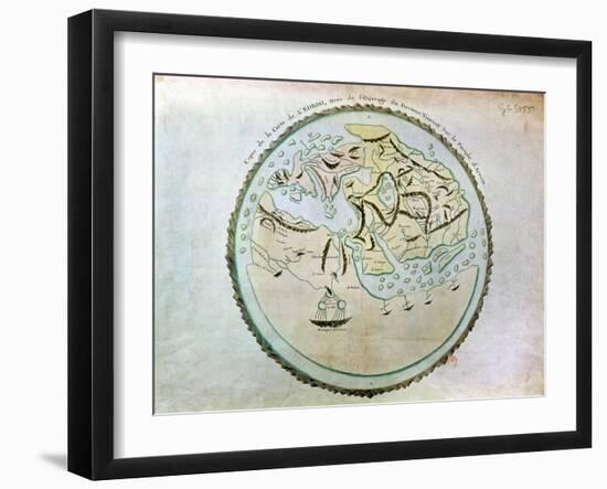 Map of the World, Copied by Doctor Vincent for His Book on the Journey of Arrian (circa 95-180)-Abu Abdallah Muhammad Al-Idrisi-Framed Giclee Print