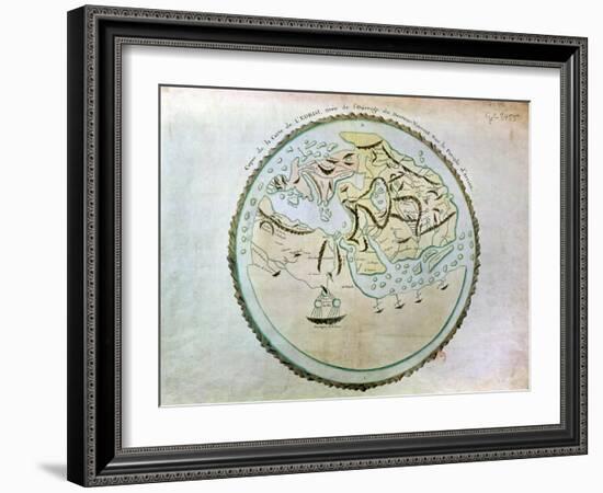 Map of the World, Copied by Doctor Vincent for His Book on the Journey of Arrian (circa 95-180)-Abu Abdallah Muhammad Al-Idrisi-Framed Giclee Print