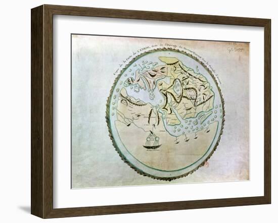 Map of the World, Copied by Doctor Vincent for His Book on the Journey of Arrian (circa 95-180)-Abu Abdallah Muhammad Al-Idrisi-Framed Giclee Print