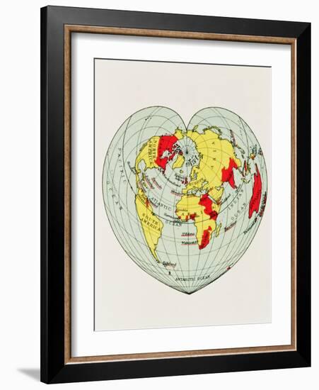 Map of the World Distorted into the Shape of a Heart-null-Framed Giclee Print