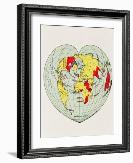 Map of the World Distorted into the Shape of a Heart-null-Framed Giclee Print