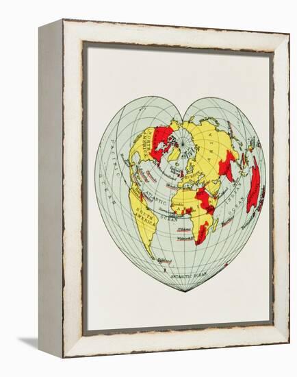 Map of the World Distorted into the Shape of a Heart-null-Framed Premier Image Canvas