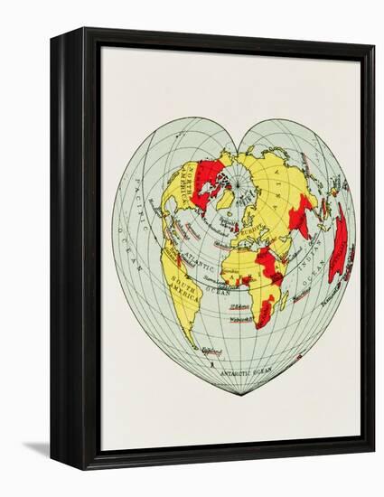 Map of the World Distorted into the Shape of a Heart-null-Framed Premier Image Canvas