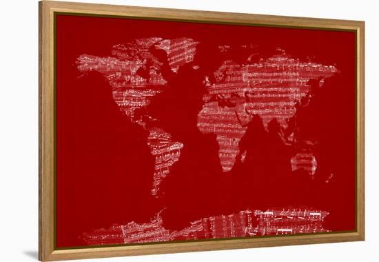 Map of the World from Old Sheet Music-Michael Tompsett-Framed Stretched Canvas