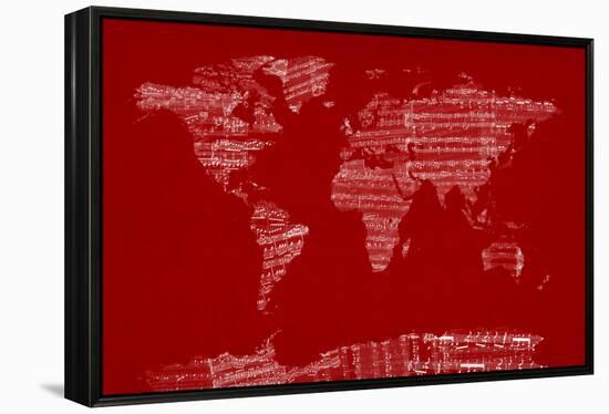 Map of the World from Old Sheet Music-Michael Tompsett-Framed Stretched Canvas