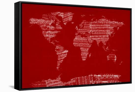 Map of the World from Old Sheet Music-Michael Tompsett-Framed Stretched Canvas