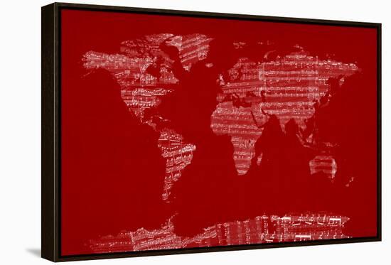 Map of the World from Old Sheet Music-Michael Tompsett-Framed Stretched Canvas