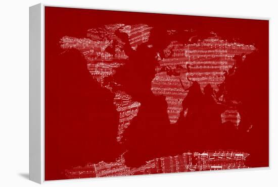 Map of the World from Old Sheet Music-Michael Tompsett-Framed Stretched Canvas