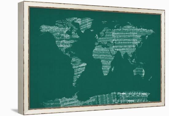 Map of the World from Old Sheet Music-Michael Tompsett-Framed Stretched Canvas