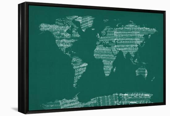 Map of the World from Old Sheet Music-Michael Tompsett-Framed Stretched Canvas