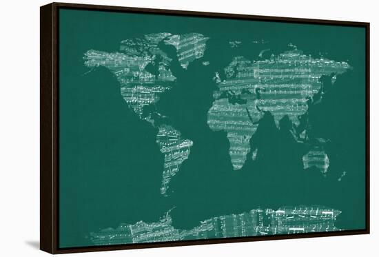 Map of the World from Old Sheet Music-Michael Tompsett-Framed Stretched Canvas