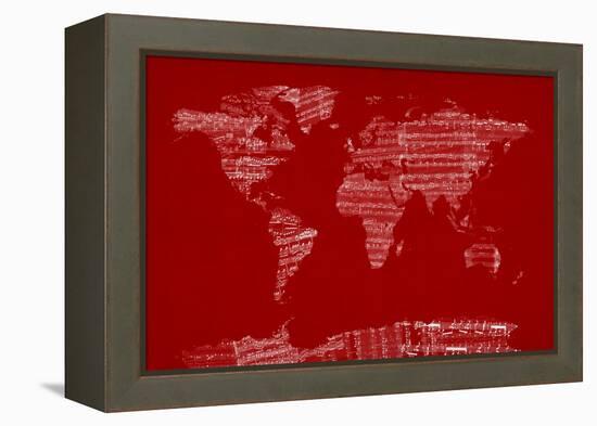 Map of the World from Old Sheet Music-Michael Tompsett-Framed Stretched Canvas