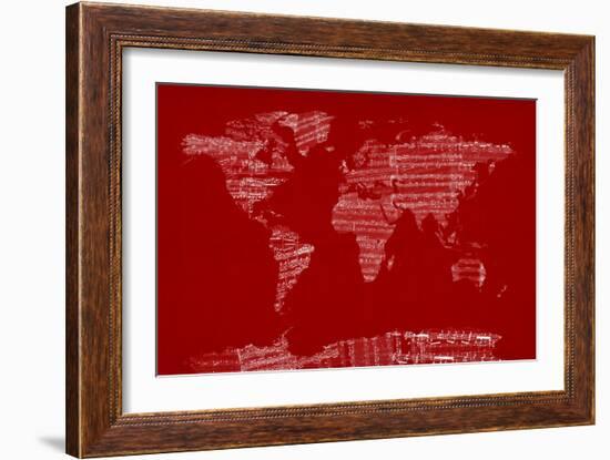 Map of the World from Old Sheet Music-Michael Tompsett-Framed Art Print