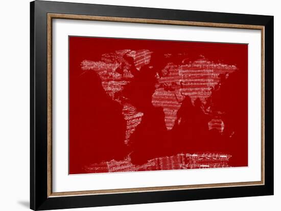 Map of the World from Old Sheet Music-Michael Tompsett-Framed Art Print