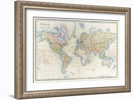 Map of the World: from R.H.Laurie's Atlas, 1852-null-Framed Giclee Print