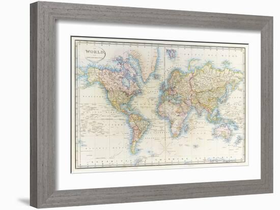 Map of the World: from R.H.Laurie's Atlas, 1852-null-Framed Giclee Print