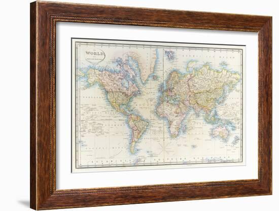 Map of the World: from R.H.Laurie's Atlas, 1852-null-Framed Giclee Print